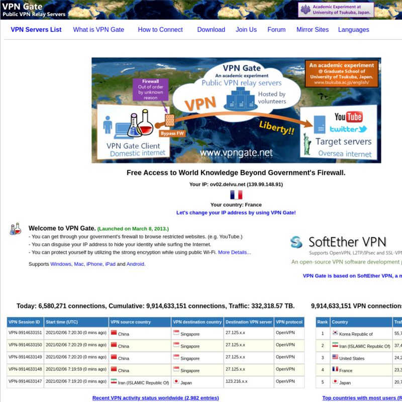VPN Gate - Free Academic VPN from Tsukuba University