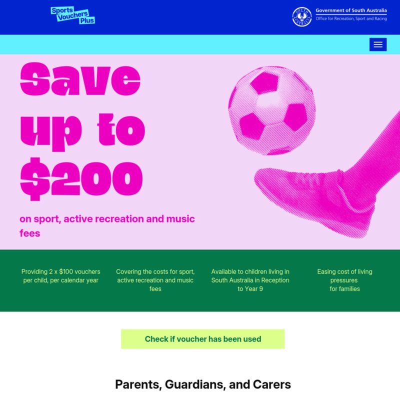 Free Sports Vouchers for SA Children