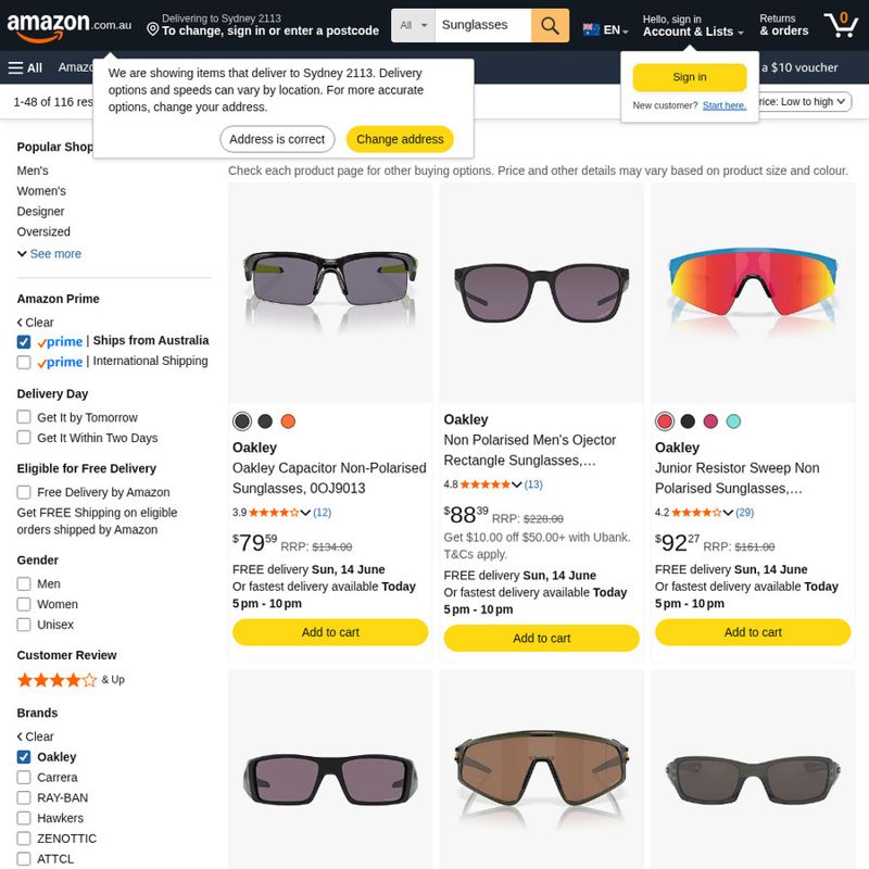 Up toSelect Oakley Sunglasses