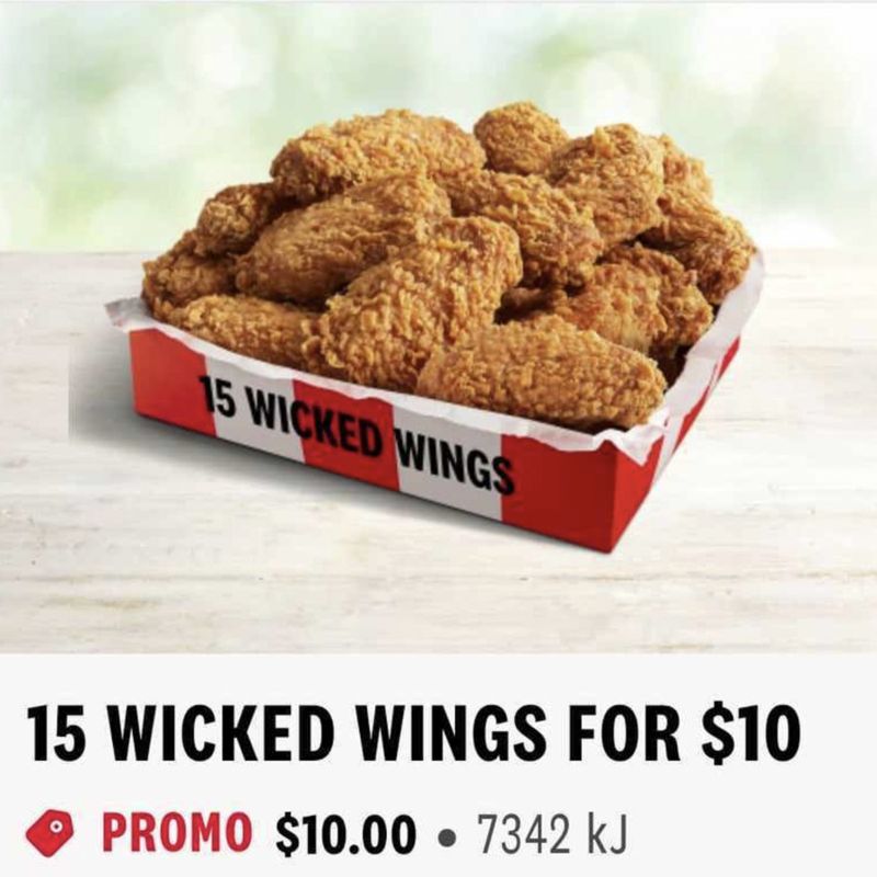 15 Wicked Wings via KFC App (Pickup Only)
