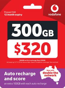 Vodafone 365-Day Plan 300GB + Free Lebara 100GB SIM