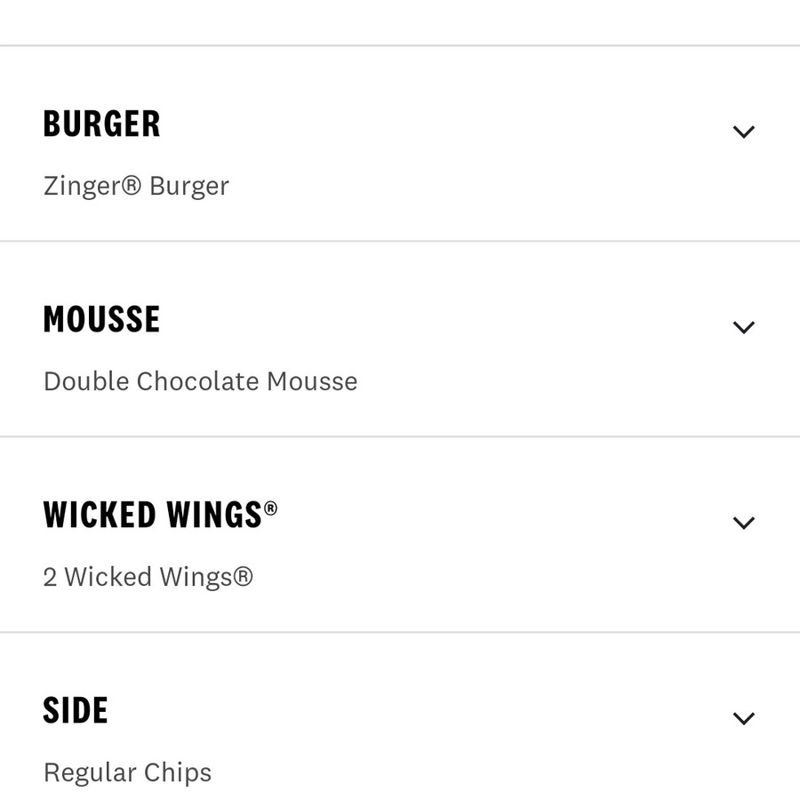 KFC Zinger Burger Combo with Wings & Dessert
