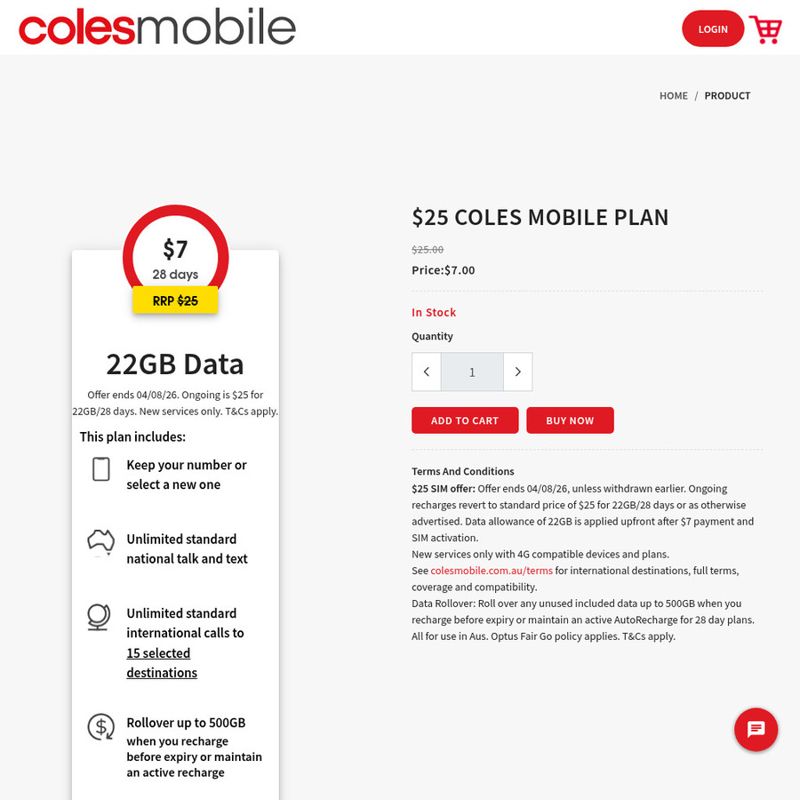 Coles Mobile 22GB 28-Day Prepaid Starter Pack