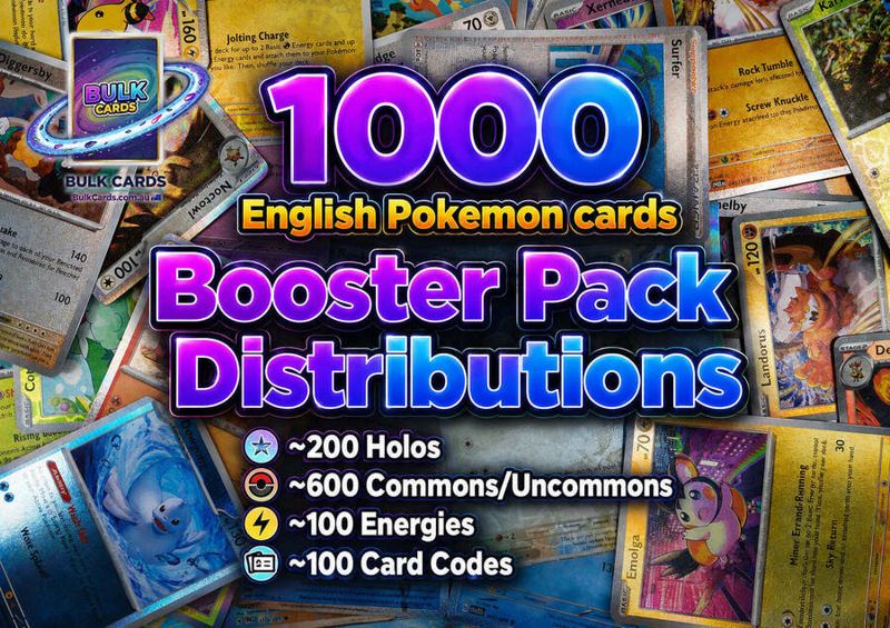 Pokémon Bulk - 1k (200 Holo/Rare) English Booster Pack Distributions