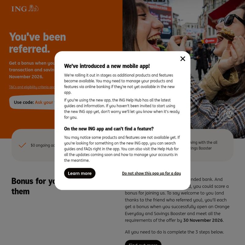 Referral Bonus for ING Account Opening