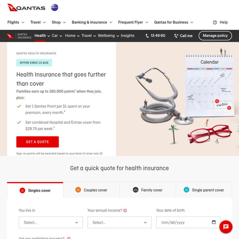 Qantas Health Insurance: Up to 96,000 Bonus Points