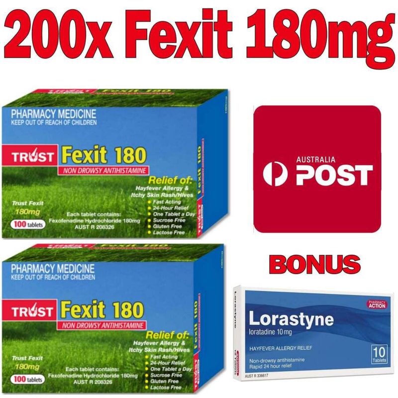 200x Trust Fexit 180mg + 10x Loratadine 10mg