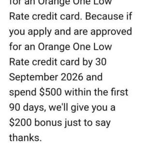 ING Orange One Low Rate Credit Card $200 Bonus