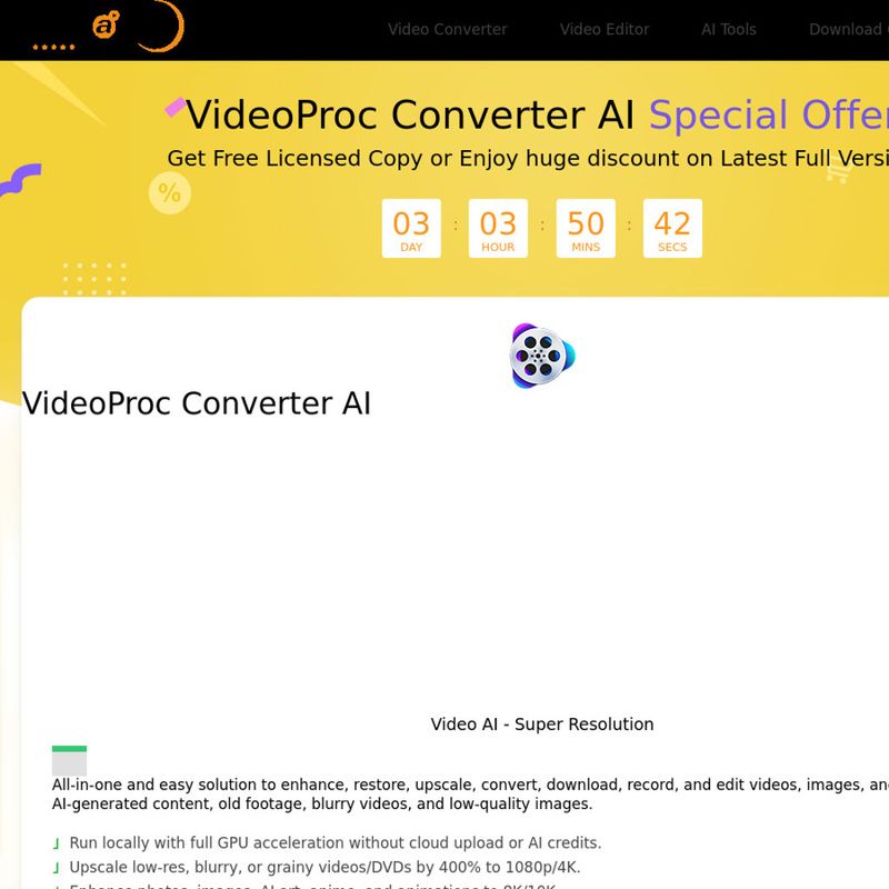 Free VideoProc Converter AI 7.7 - PC & Mac License