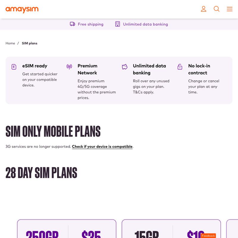 amaysim SIM Plans —12 Renewals, 42GB (NBN Customers)