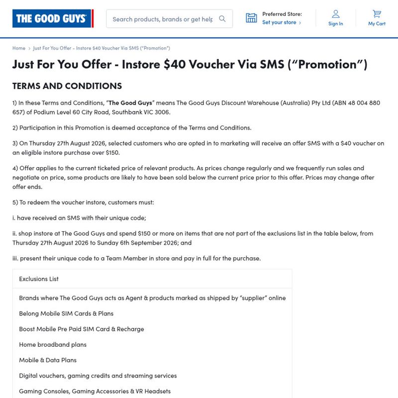 off + In-Store Purchase Voucher