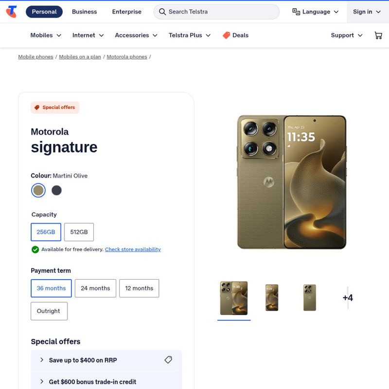 Motorola signature 256GB Martini Olive