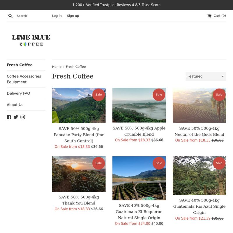 Lime Blue Coffee Beans: 1kg