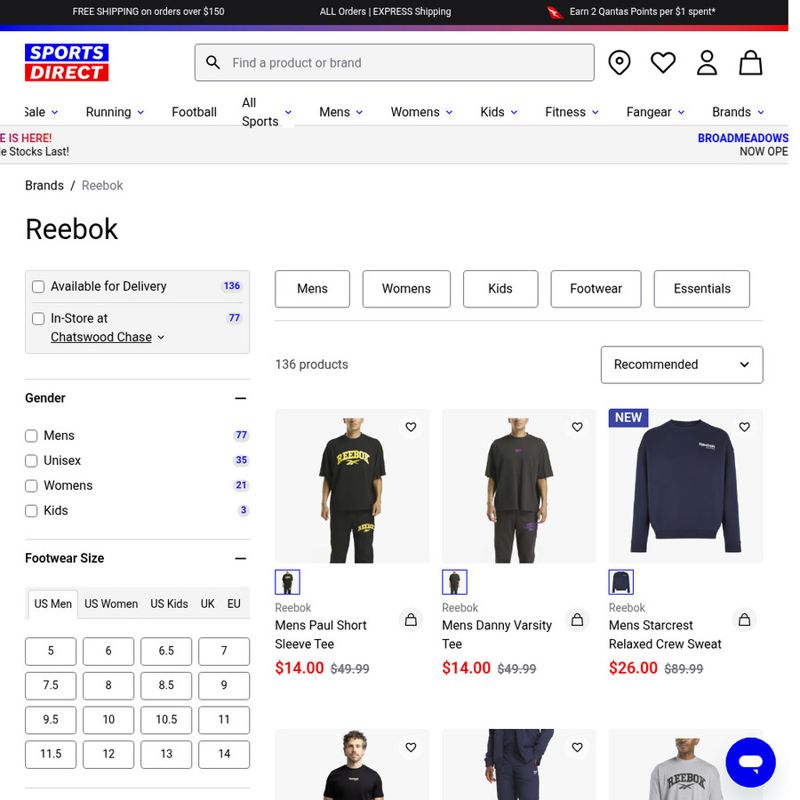 Reebok Men's Apparel Clearance - Up to