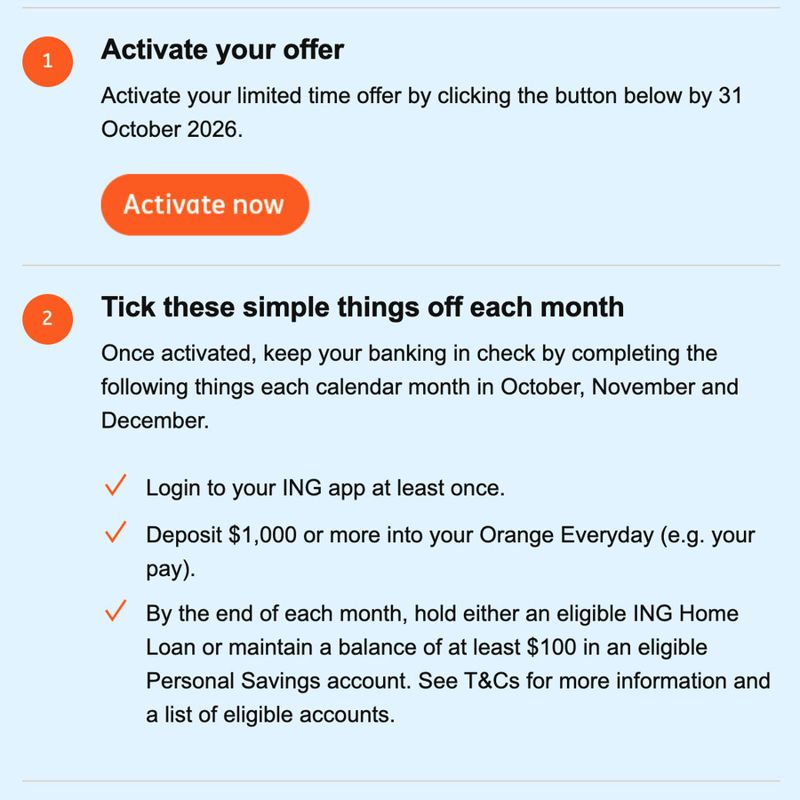 ING Monthly Bonus Over Three Months (Targeted)
