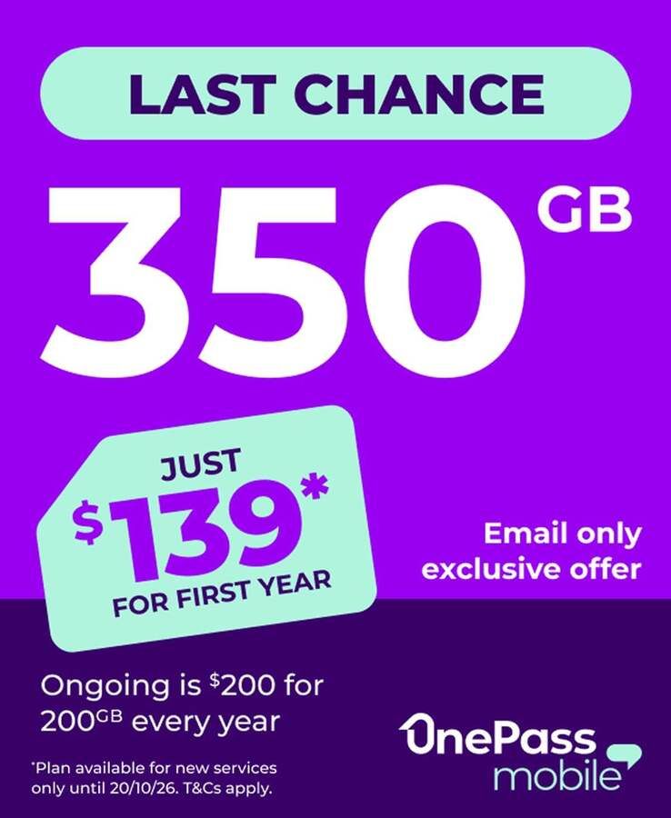 OnePass Mobile 350GB 12-Month Plan - + Free Membership