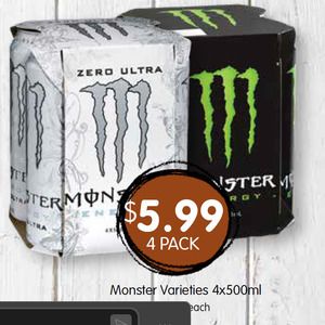 Monster Energy 4-pack (Spud Shed WA clearance)