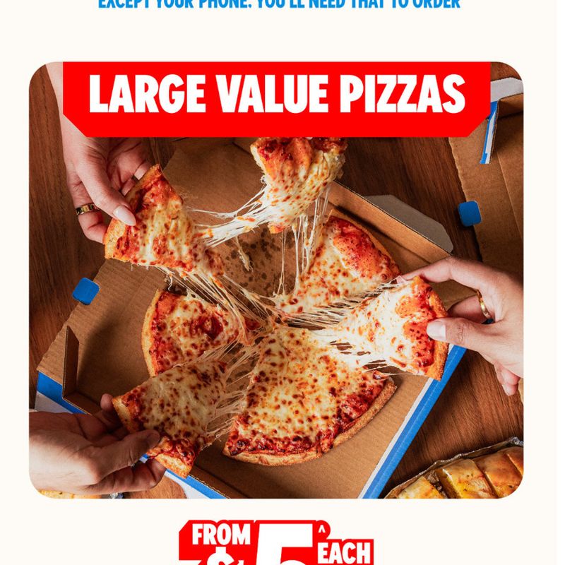 Large Value Pizzas Every Monday