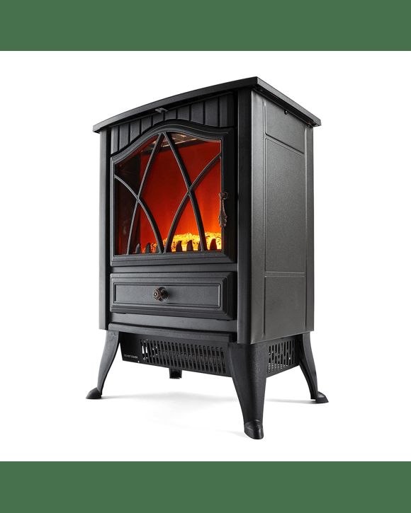 Flame Effect Fireplace Heater - Black - Black - One Size