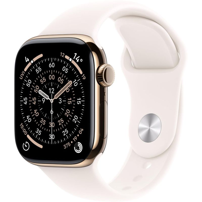 Apple Watch Series 11 46mm Gold Titanium Case GPS + Cellular Sport Band (S/M) [Light Blush]