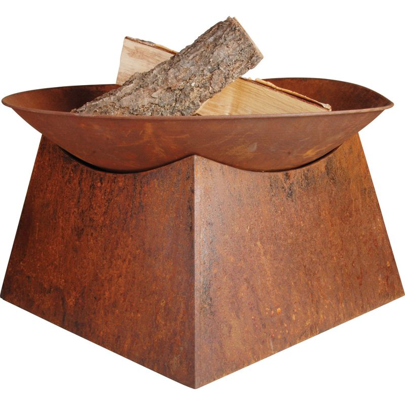 Wildtrak Rustic 56.5x34cm Fire Pit with Square Base Outdoor Garden Fireplace Brown