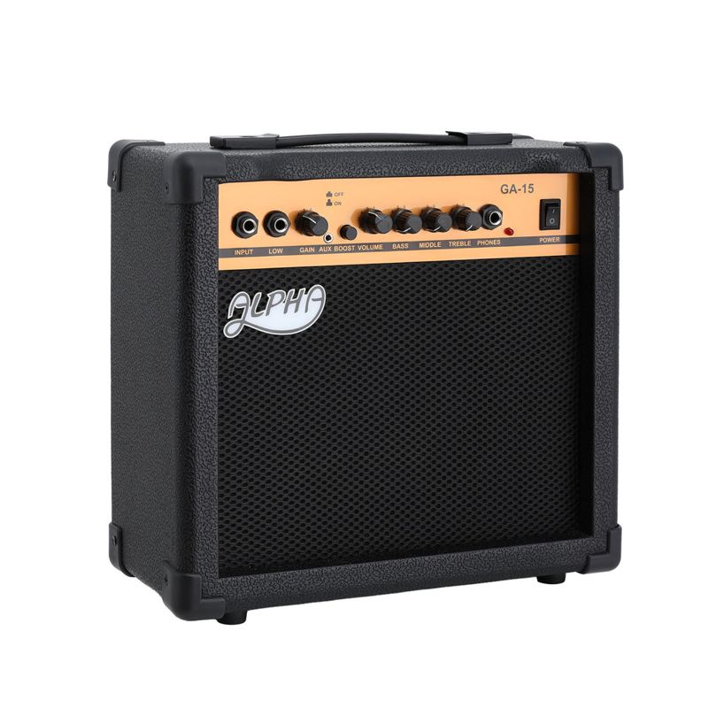 Alpha 20W Guitar Amplifier Portable Practice Amp Overdrive 3-Band EQ Black