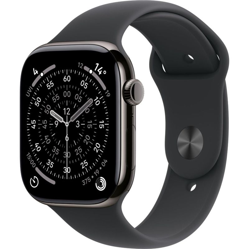 Apple Watch Series 11 46mm Slate Titanium Case GPS + Cellular Sport Band (S/M) [Black]