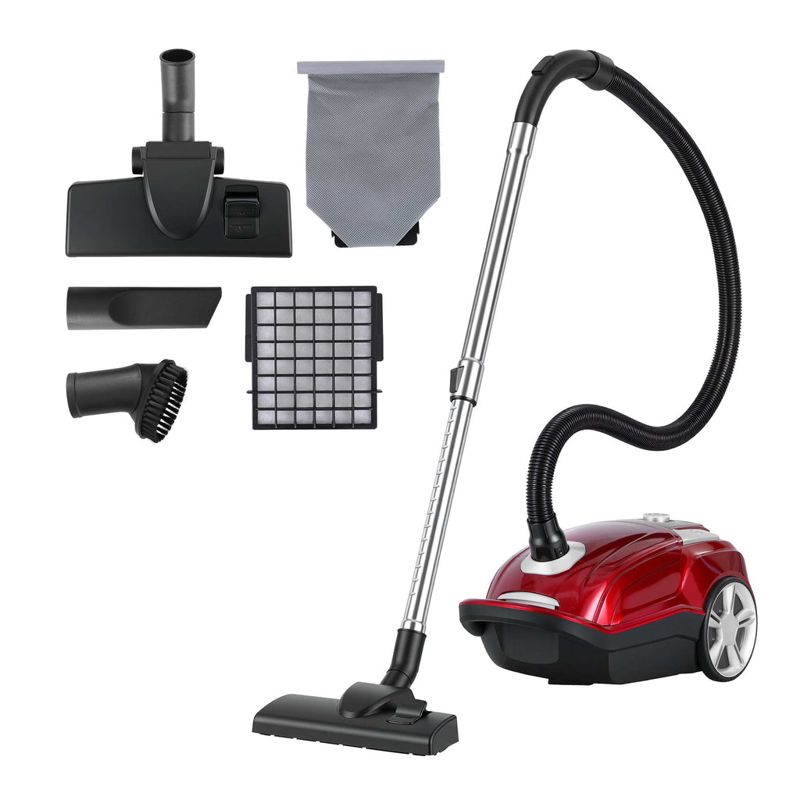 DEVANTI Bagged Vacuum Cleaner Powerful Suction for Carpet Wood Tile Floor (Black)