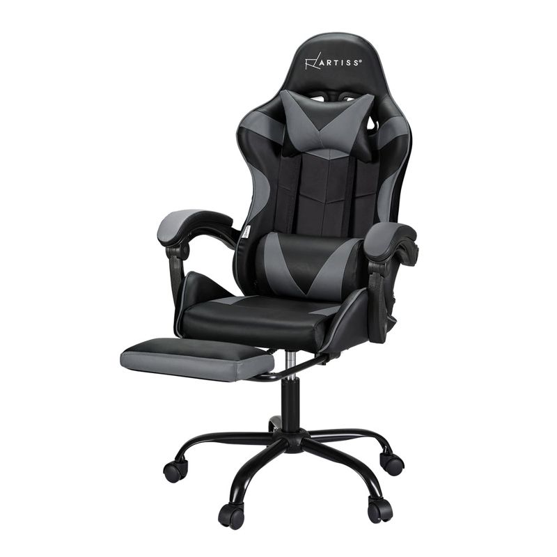 Artiss 2 Point Massage Gaming Office Chair Footrest (Pink)
