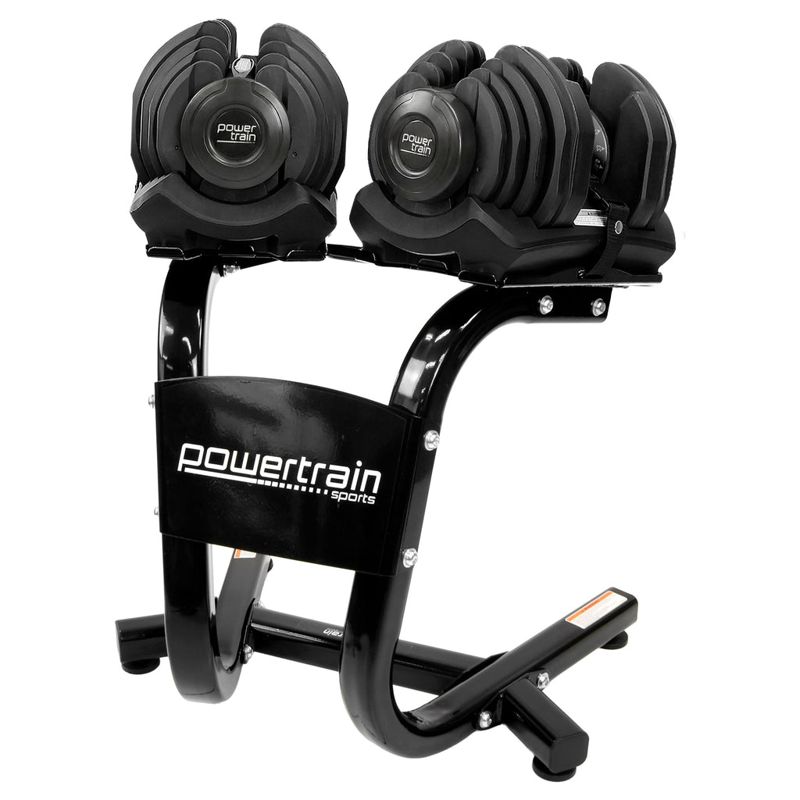 Powertrain 80kg Adjustable Dumbbell Set W Stand Home Gym Exercise Free Weights