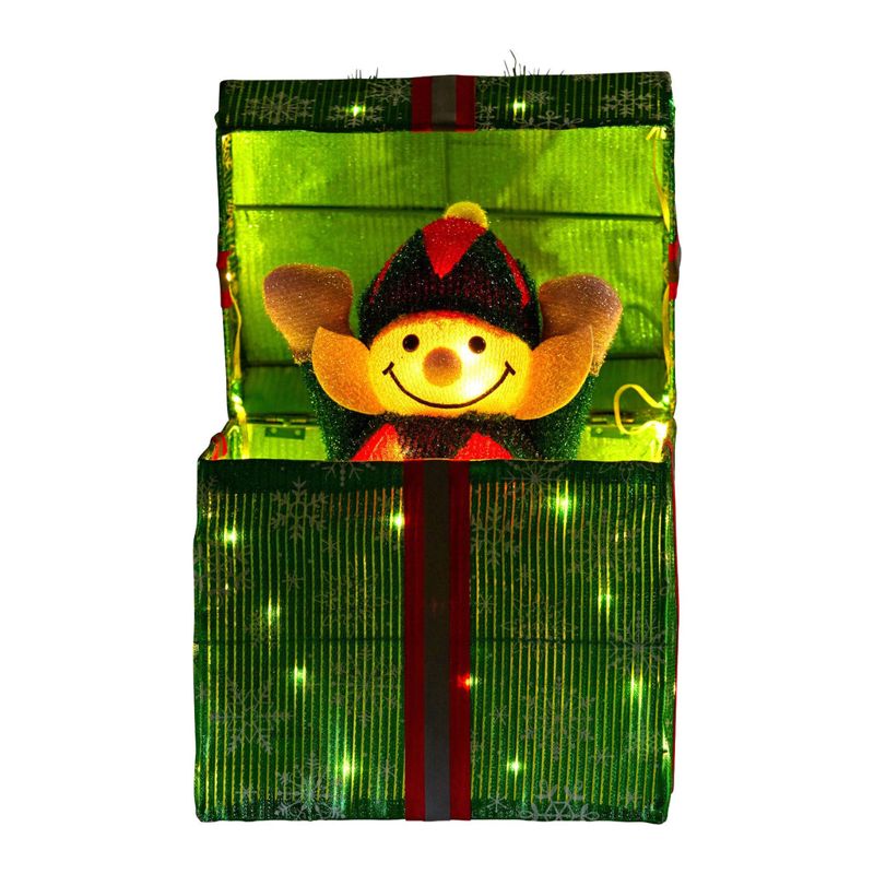 Christabelle Animated Elf Gift Box LED Ornament