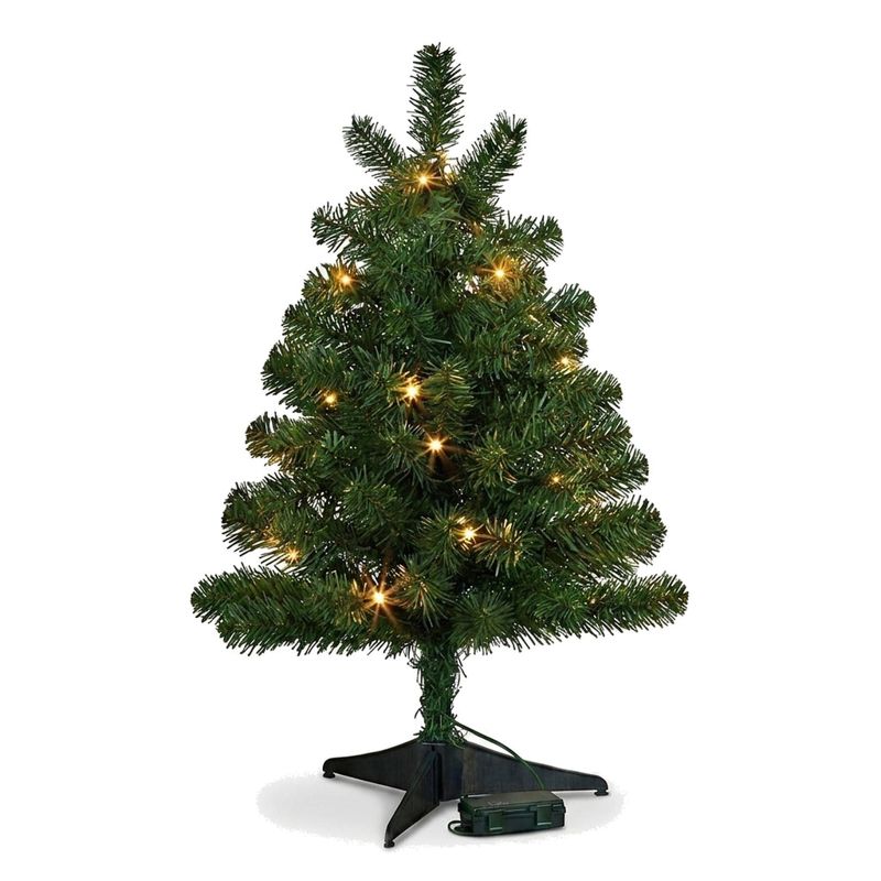 Christabelle 61cm 2ft Highland Pine Christmas Tree Pre Lit Warm White LED Timer Tabletop Artificial Indoor Xmas Decor