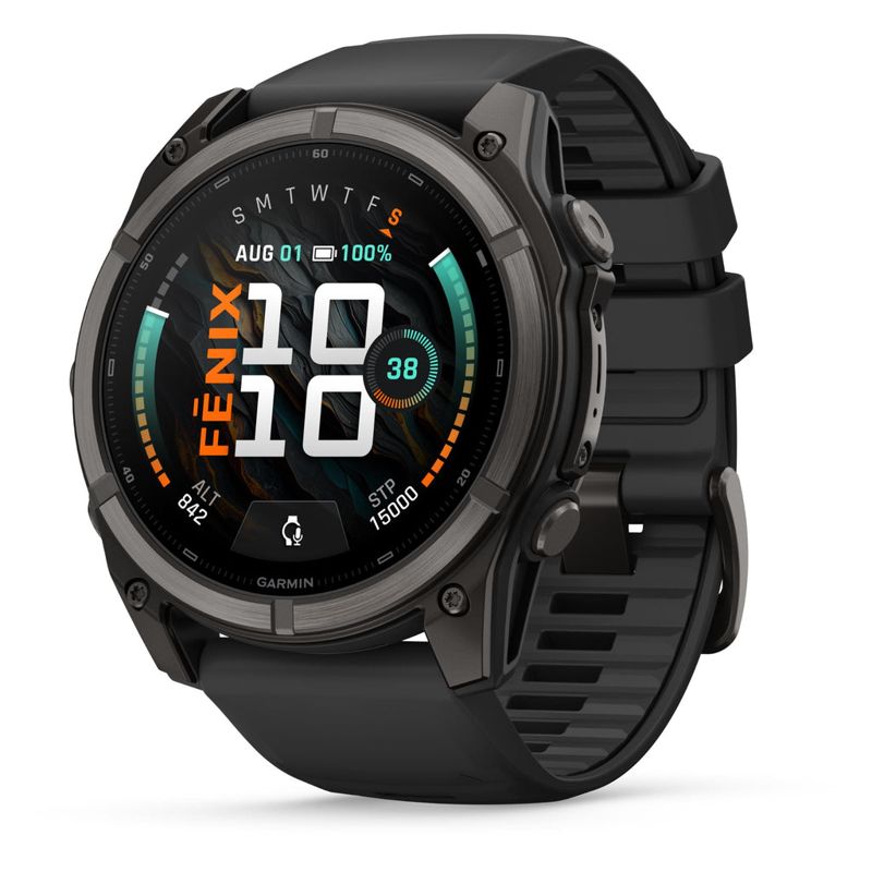Garmin fenix 9 51mm Carbon Grey DLC Titanium with Black Silicone Band