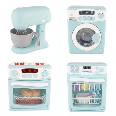 Gem Toys 4 Piece Home Appliance Toy Mixer, Washing Machine, Oven & Dishwasher, With Lights & Sound