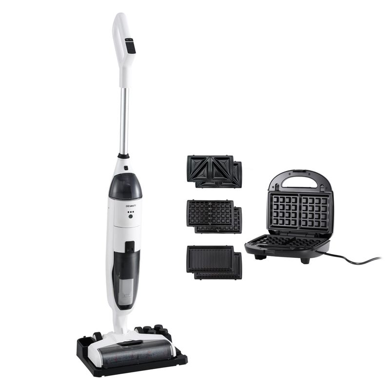 Devanti Cordless Wet Dry Vacuum Mop plus 3-in-1 Sandwich Waffle Maker