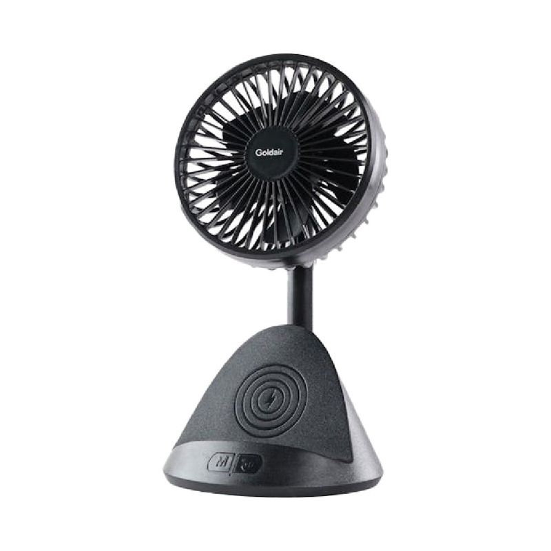 Goldair Portable Rechargeable Desk Fan with Wireless Induction Phone Charger