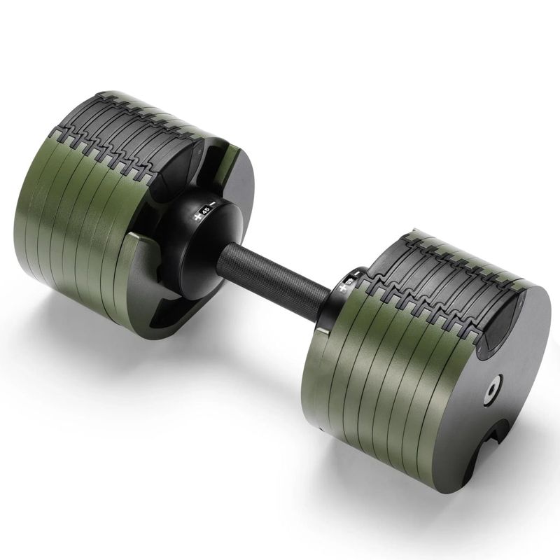 Powertrain Eon 45kg Adjustable Dumbbell Fast Dial Selector 5-45kg Home Gym Strength Training Free Weight - Green