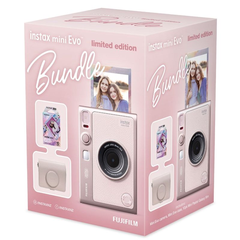 Fujifilm Instax Mini EVO Camera Bundle with Case & Film - Rose Pink