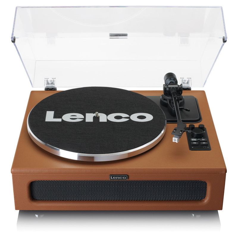 Lenco LS-430 Turntable Vinyl Record Music Player w/ 4x Built-In Speakers Brown