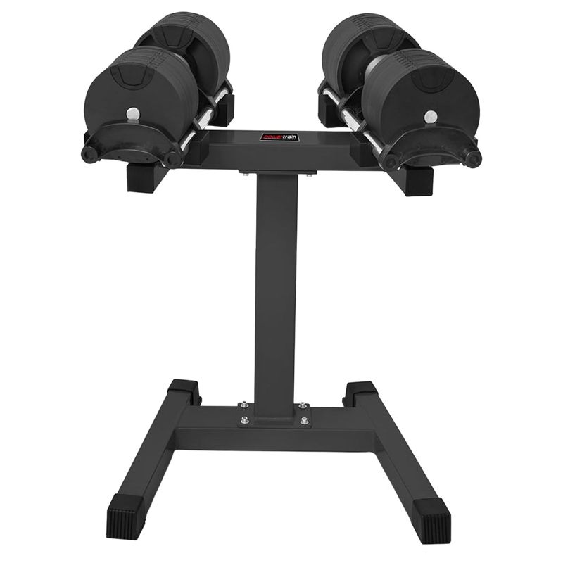 Powertrain Eon Dial Up 72KG Adjustable Dumbbells Pair with Stand - Black