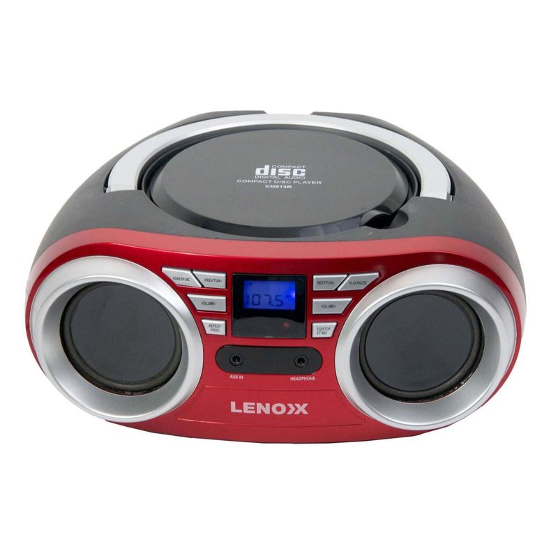Lenoxx Portable CD Player 4W Speaker with FM Radio & AUX In (Red)